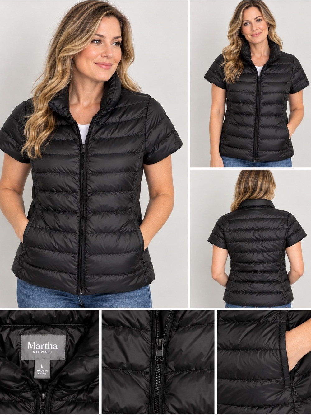Martha Stewart | Women’s Short Sleeve Quilted Puffer Jacket | Size Large